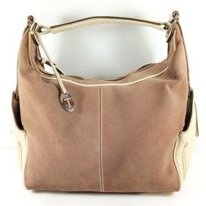 Tod’s Light Brown Suede &Bone Leather Shoulder Bag